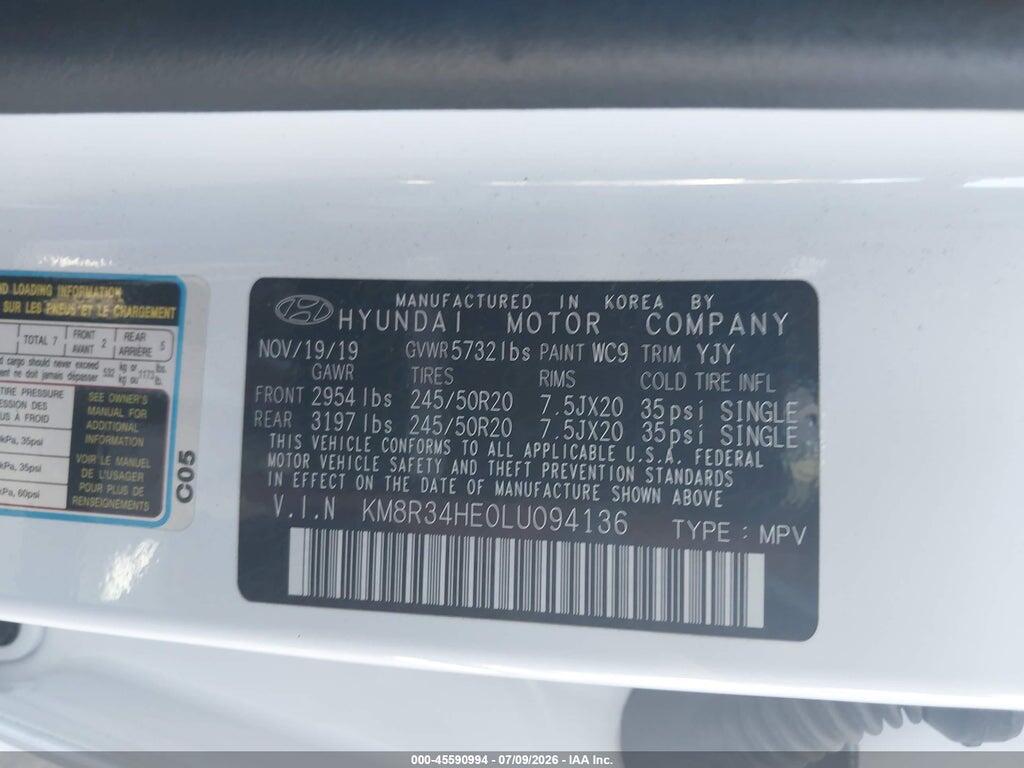 KM8R34HE0LU094136 2020 HYUNDAI PALISADE photo no. 9