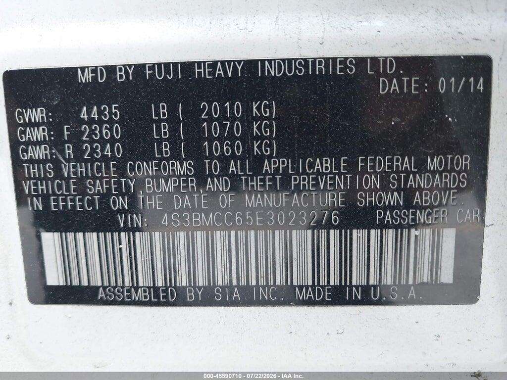 4S3BMCC65E3023276 2014 SUBARU LEGACY photo no. 9