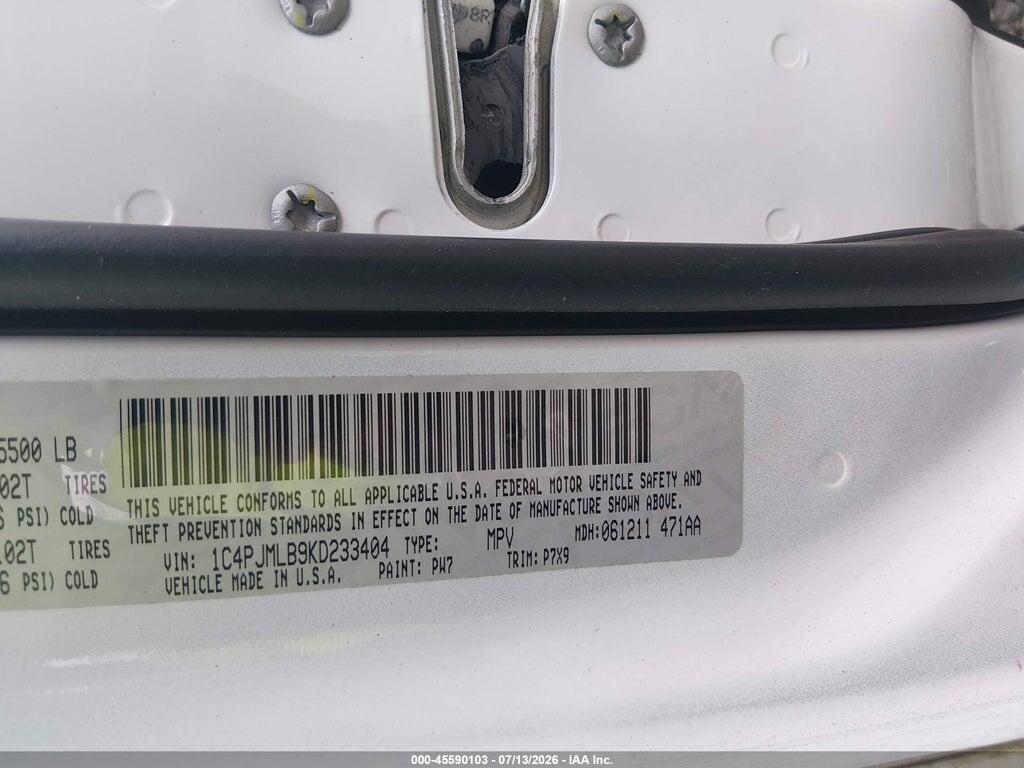 1C4PJMLB9KD233404 2019 JEEP CHEROKEE photo no. 9