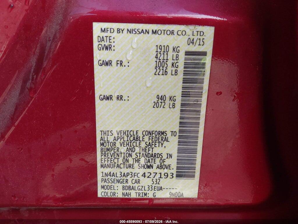 1N4AL3AP3FC427193 2015 NISSAN ALTIMA photo no. 9