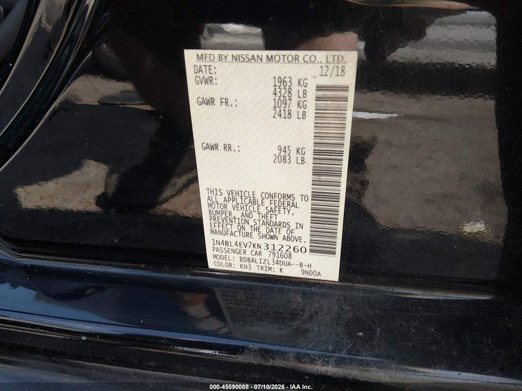 1N4BL4EV7KN312260 2019 NISSAN ALTIMA photo no. 9