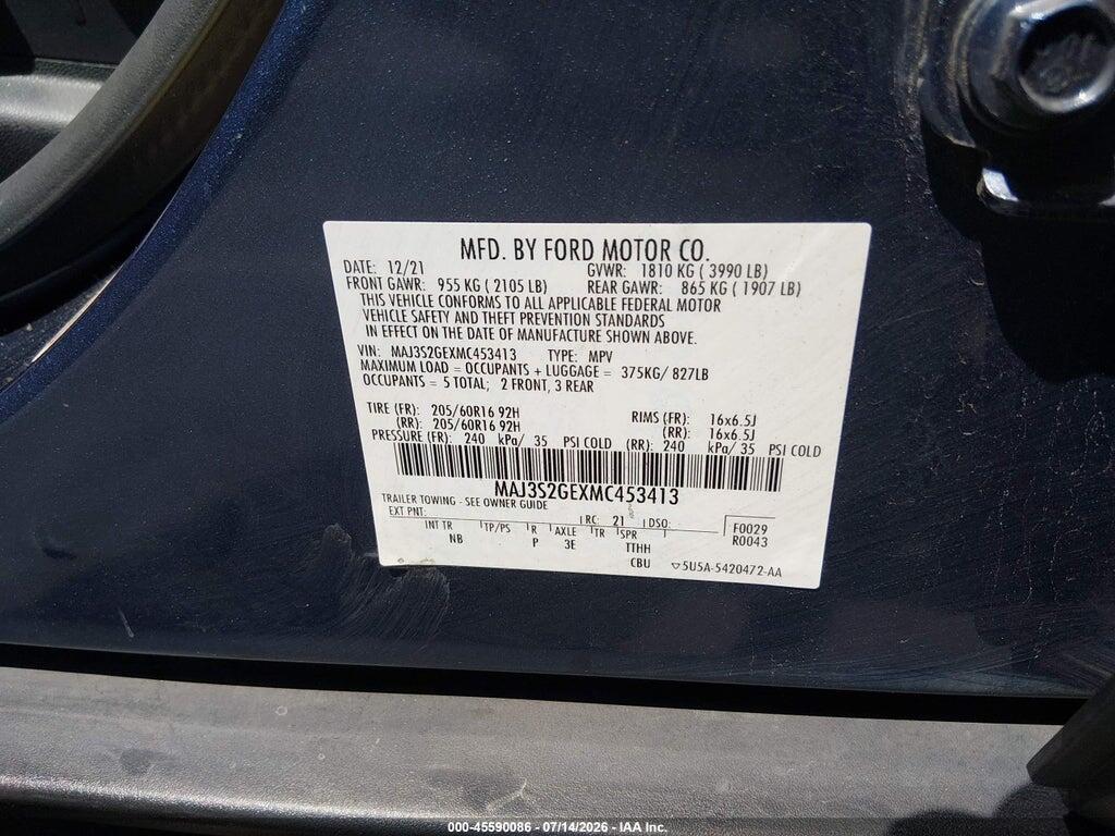 MAJ3S2GEXMC453413 2021 FORD ECOSPORT photo no. 9