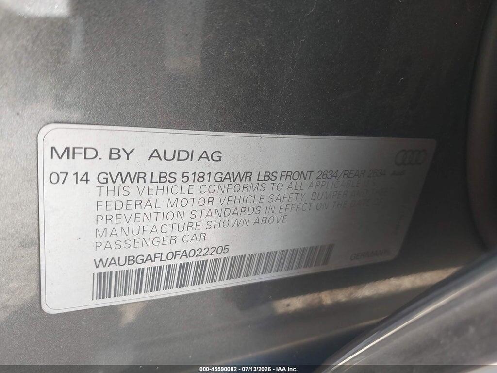 WAUBGAFL0FA022205 2015 AUDI S4 photo no. 9