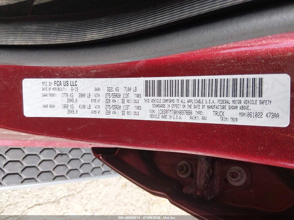 1C6SRFMT8KN897880 2019 RAM 1500 photo no. 9