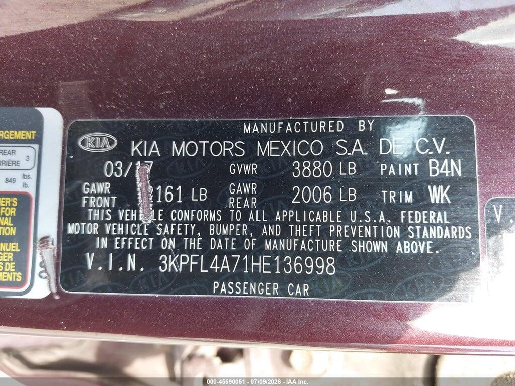 3KPFL4A71HE136998 2017 KIA FORTE photo no. 9