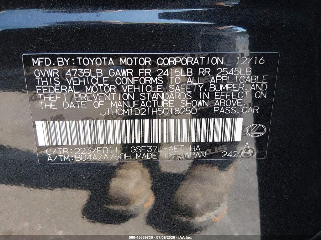 JTHCM1D21H5018250 2017 LEXUS IS 300 photo no. 9