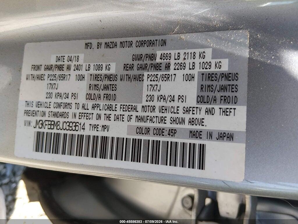 JM3KFBBM8J0393614 2018 MAZDA CX-5 photo no. 9
