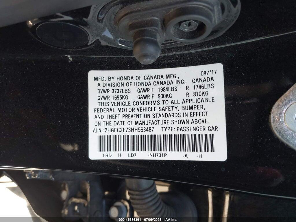 2HGFC2F73HH563487 2017 HONDA CIVIC photo no. 9