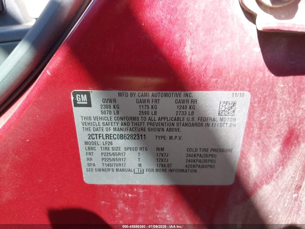 2CTFLREC0B6282311 2011 GMC TERRAIN photo no. 9