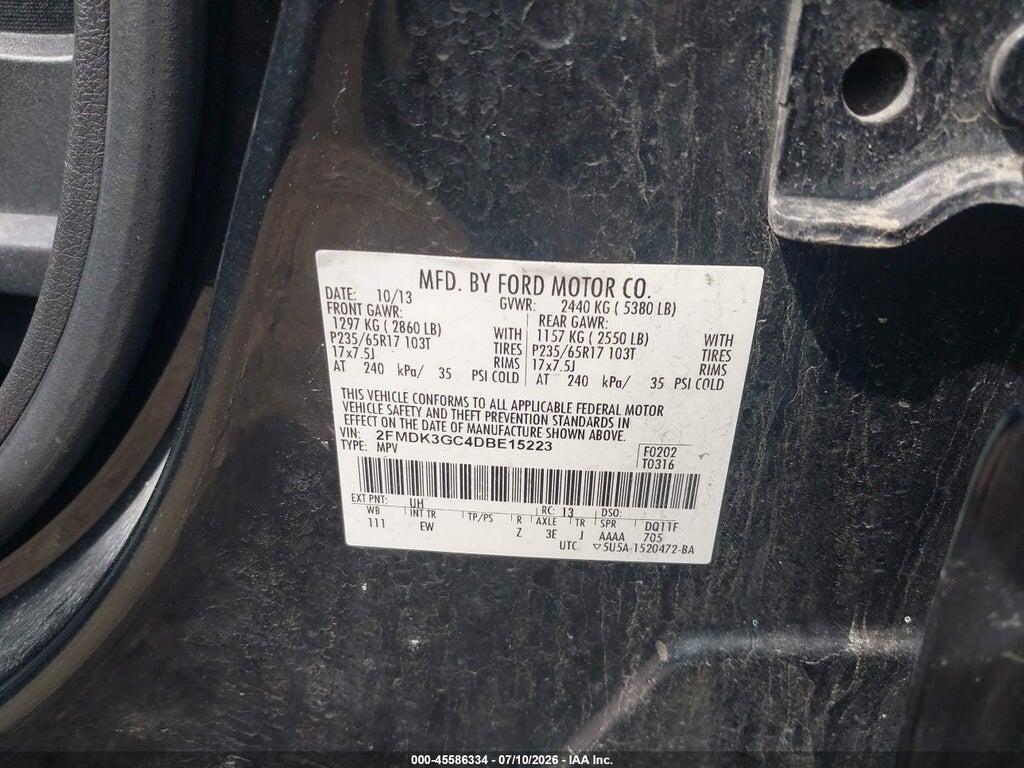2FMDK3GC4DBE15223 2013 FORD EDGE photo no. 9
