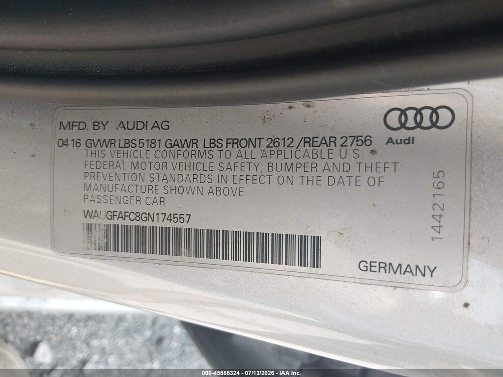 WAUGFAFC8GN174557 2016 AUDI A6 photo no. 9