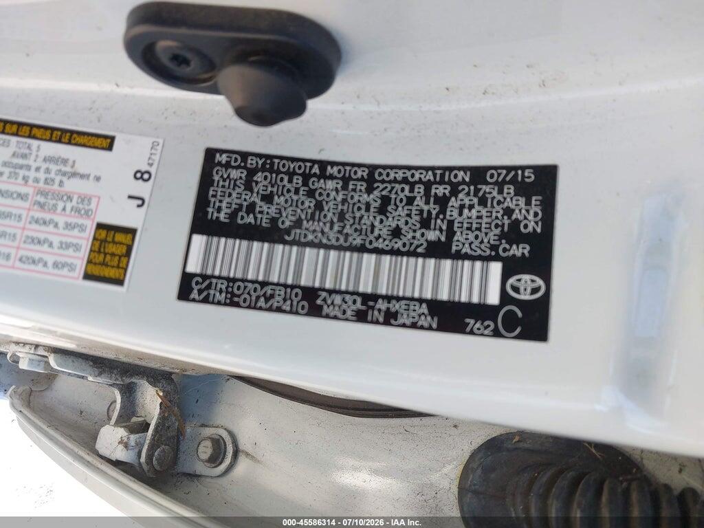 JTDKN3DU9F0469072 2015 TOYOTA PRIUS photo no. 9
