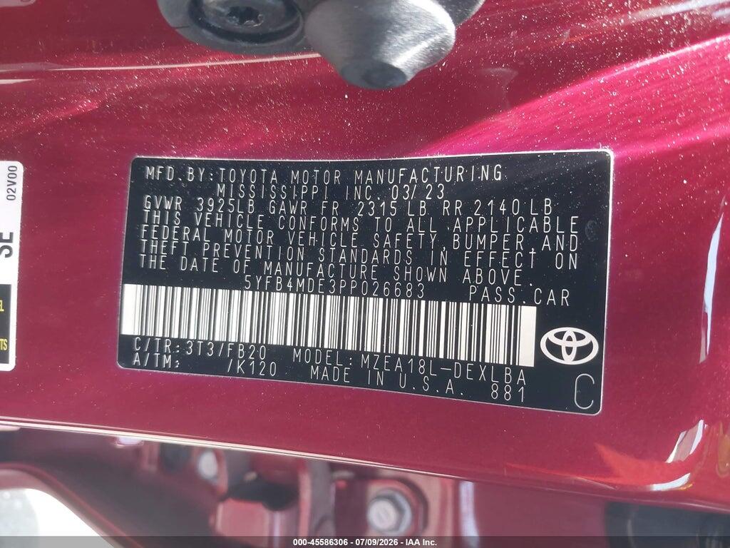 5YFB4MDE3PP026683 2023 TOYOTA COROLLA photo no. 9