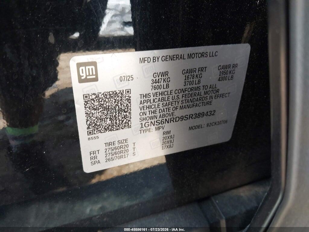 1GNS6NRD9SR389432 2025 CHEVROLET TAHOE photo no. 9