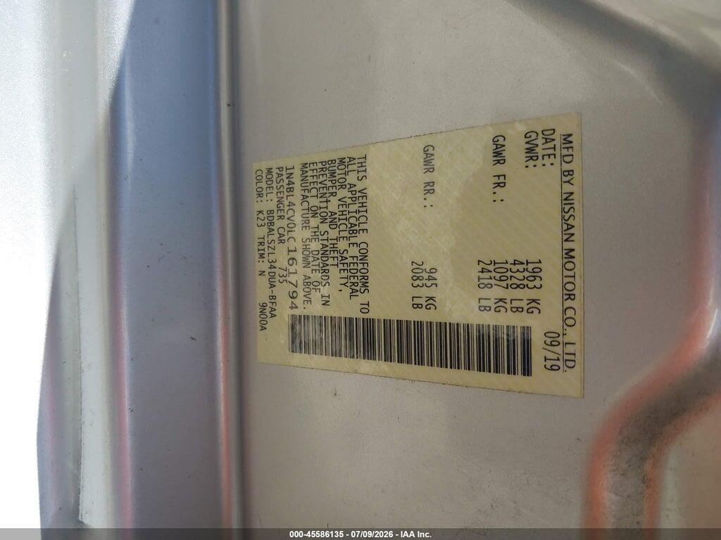 1N4BL4CV0LC161794 2020 NISSAN ALTIMA photo no. 9