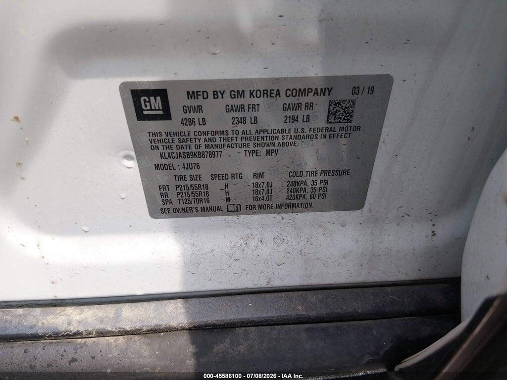KL4CJASB9KB878977 2019 BUICK ENCORE photo no. 9