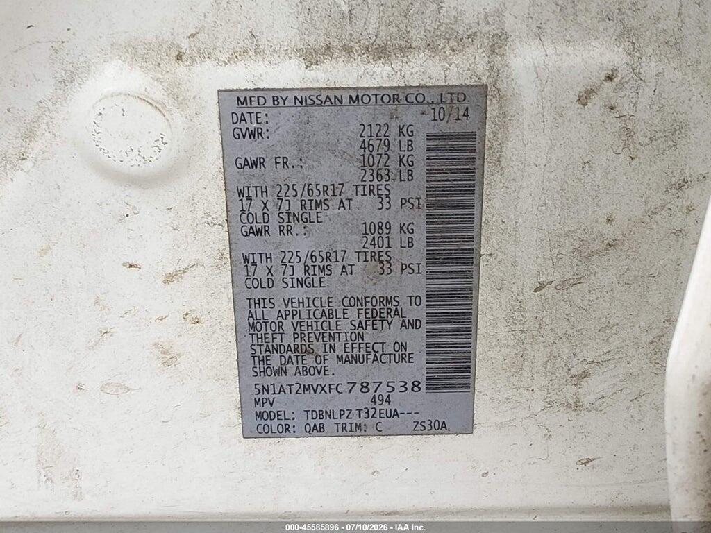 5N1AT2MVXFC787538 2015 NISSAN ROGUE photo no. 9