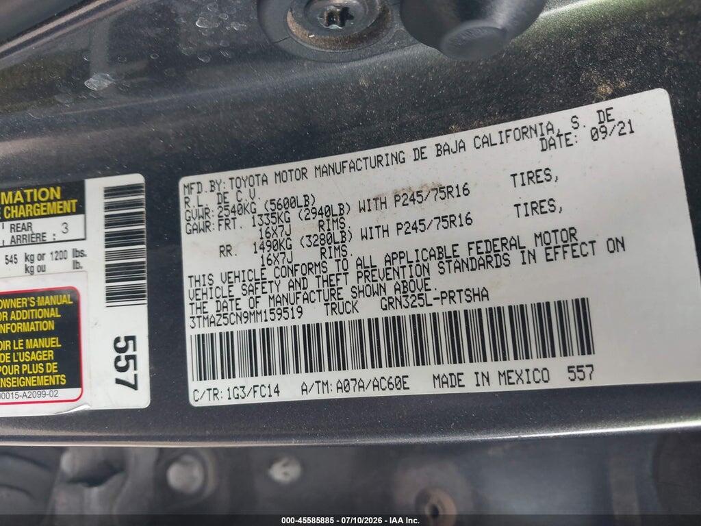 3TMAZ5CN9MM159519 2021 TOYOTA TACOMA photo no. 9