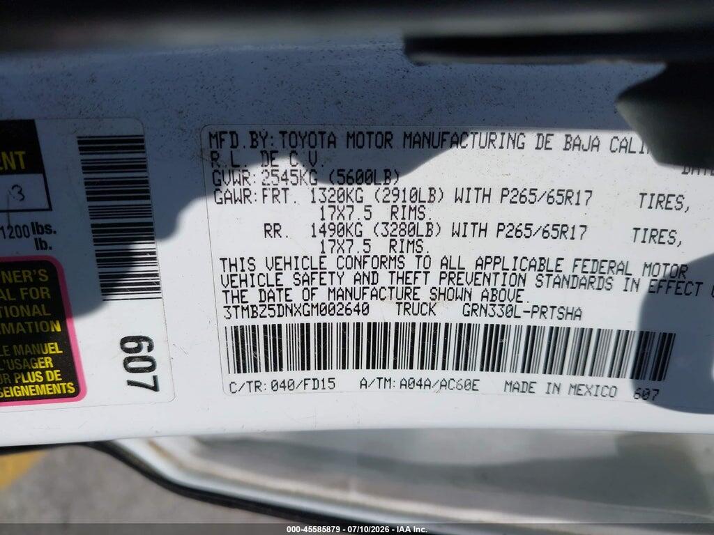 3TMBZ5DNXGM002640 2016 TOYOTA TACOMA photo no. 9