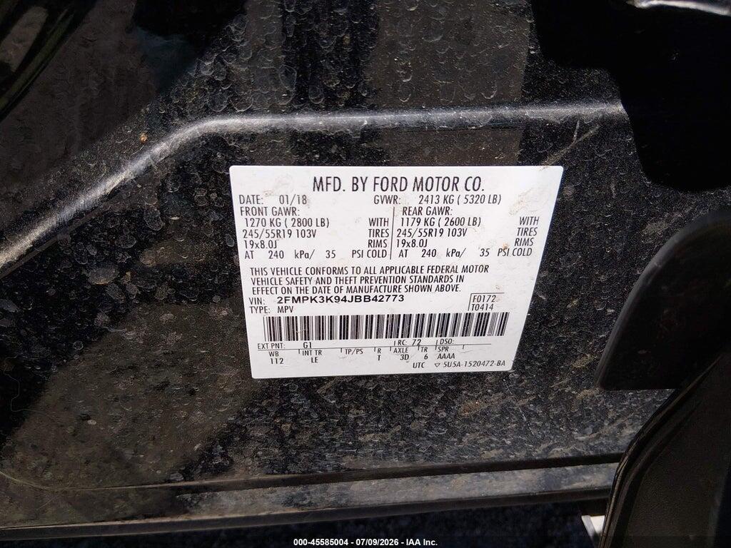 2FMPK3K94JBB42773 2018 FORD EDGE photo no. 9