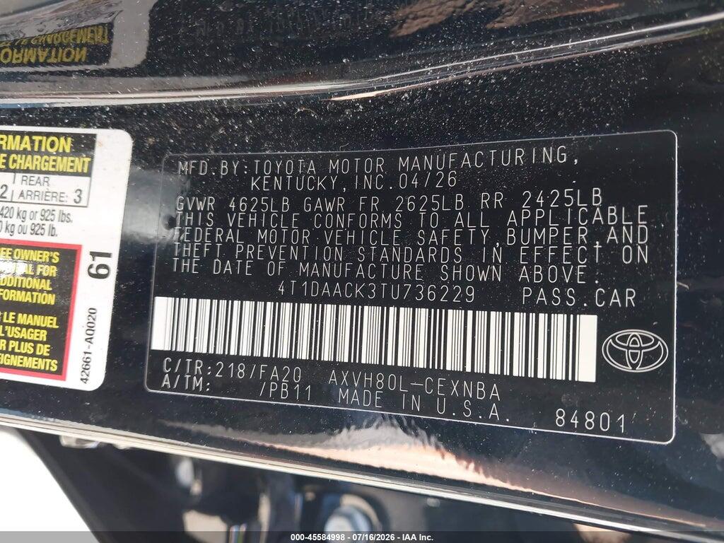 4T1DAACK3TU736229 2026 TOYOTA CAMRY photo no. 9