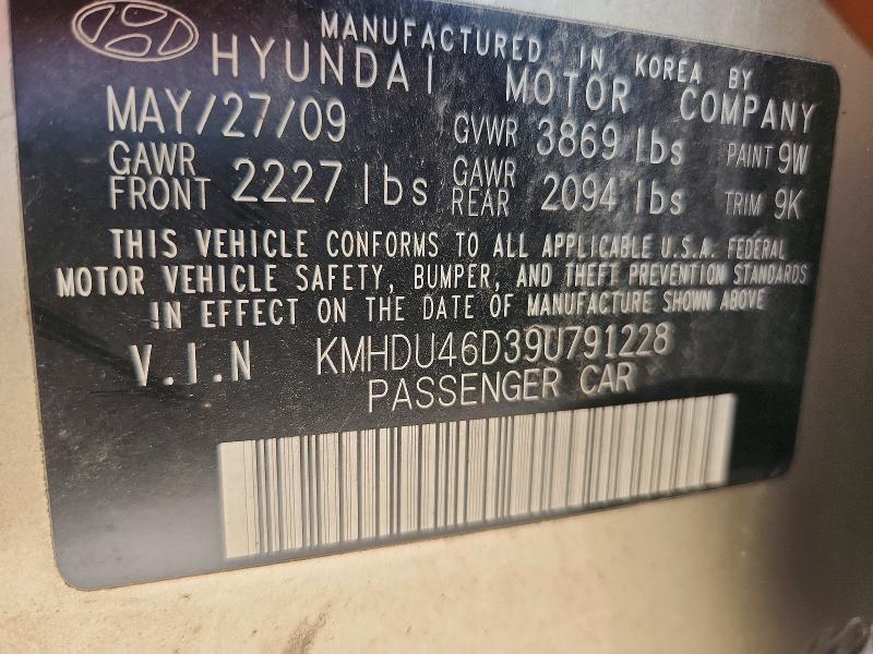 KMHDU46D39U791228 2009 HYUNDAI ELANTRA photo no. 12