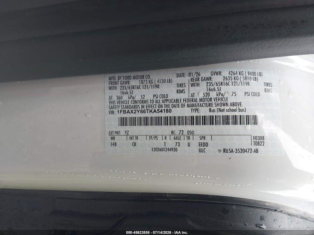 1FBAX2Y86TKA54180 2026 FORD TRANSIT-350 PASSENGER VAN photo no. 9