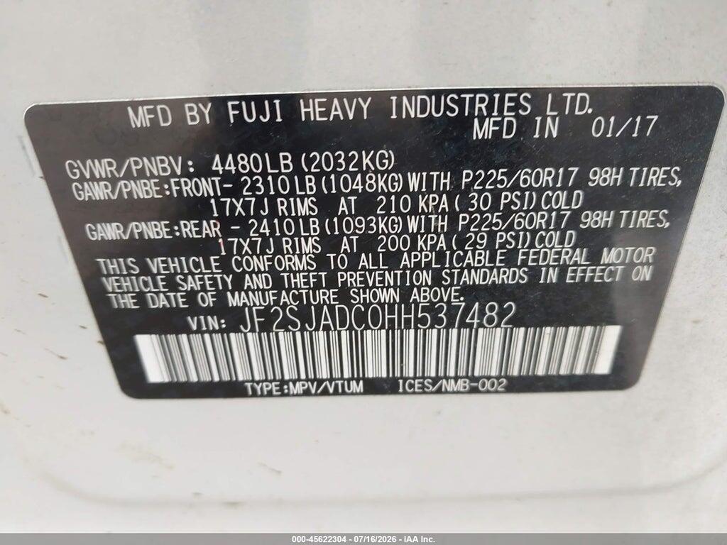 JF2SJADC0HH537482 2017 SUBARU FORESTER photo no. 9