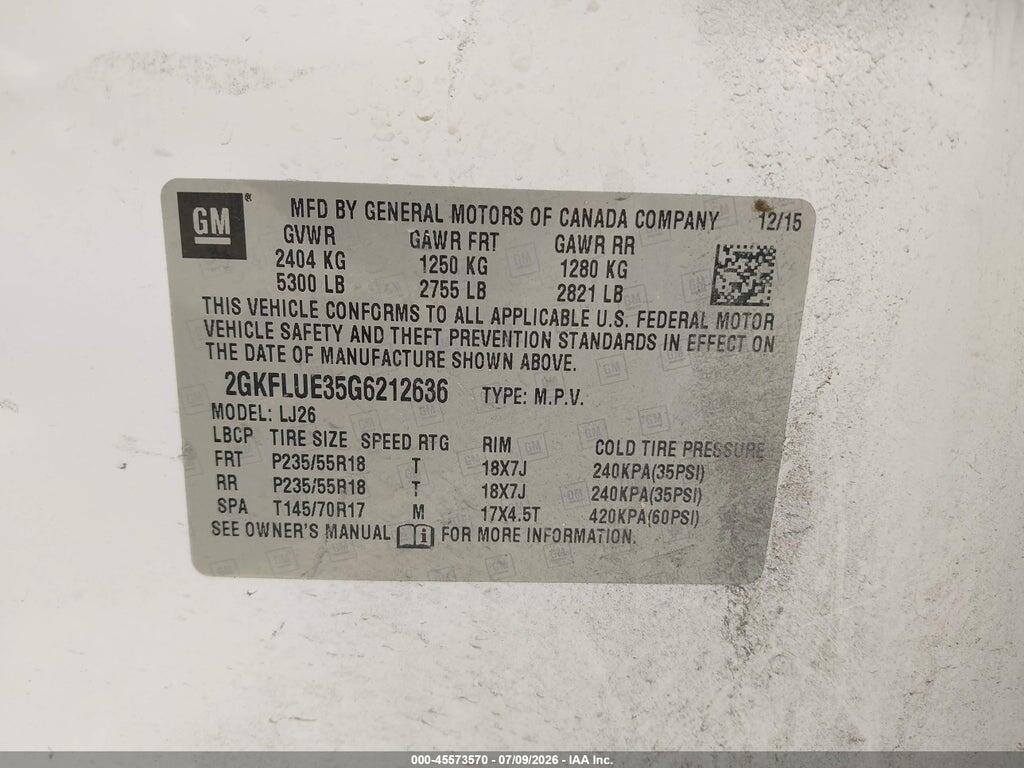 2GKFLUE35G6212636 2016 GMC TERRAIN photo no. 9
