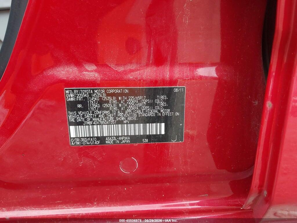 JTMBF4DV7B5047357 2011 TOYOTA RAV4 photo no. 9
