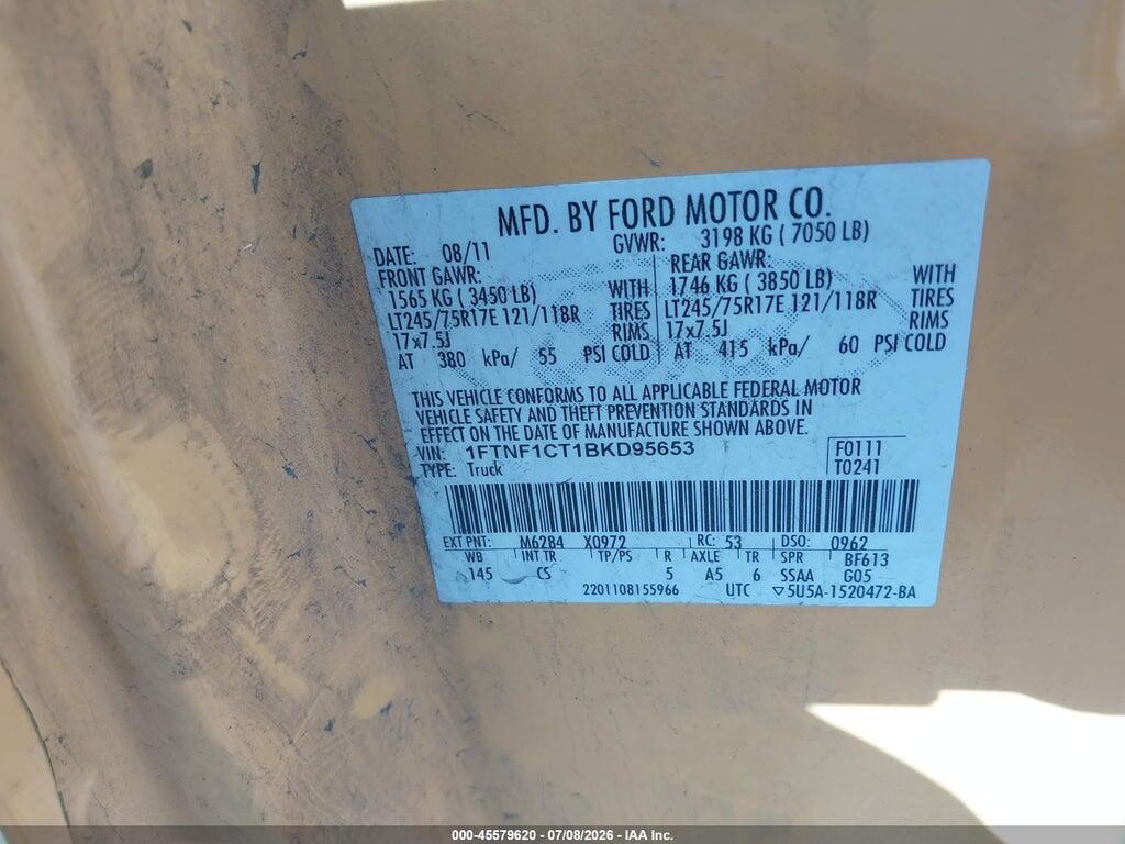1FTNF1CT1BKD95653 2011 FORD F-150 photo no. 9
