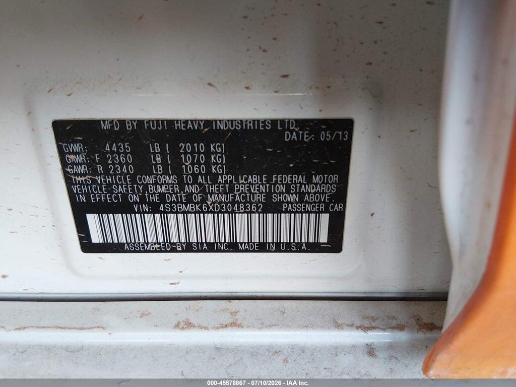 4S3BMBK6XD3048362 2013 SUBARU LEGACY photo no. 9