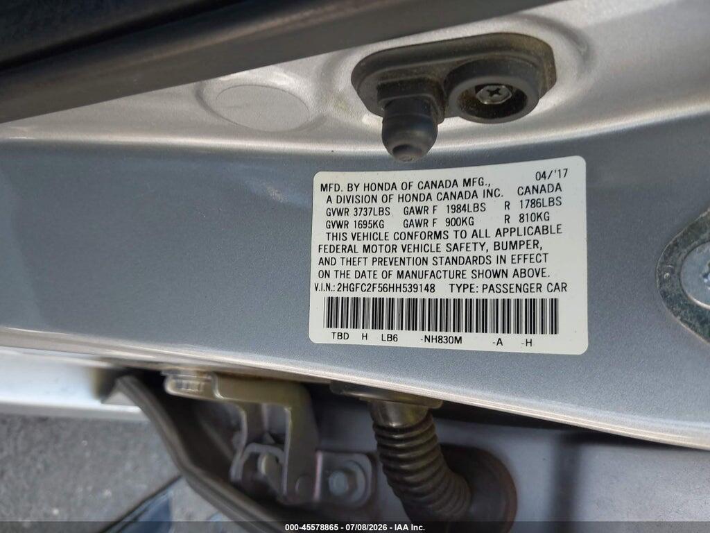 2HGFC2F56HH539148 2017 HONDA CIVIC photo no. 9