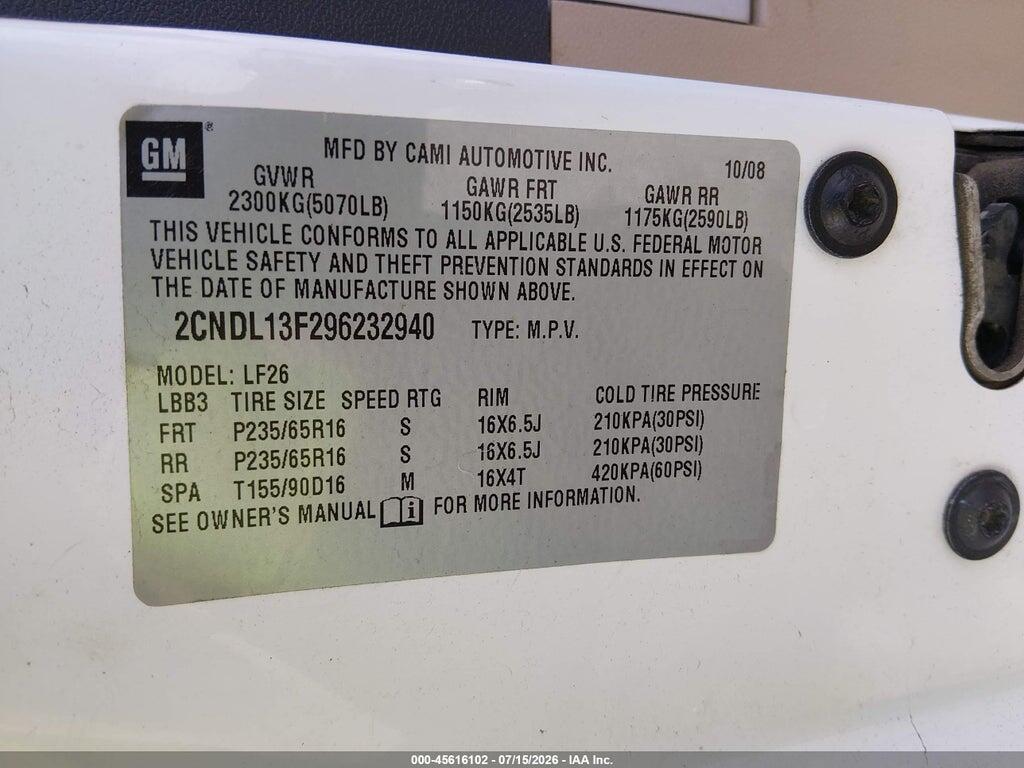 2CNDL13F296232940 2009 CHEVROLET EQUINOX photo no. 9