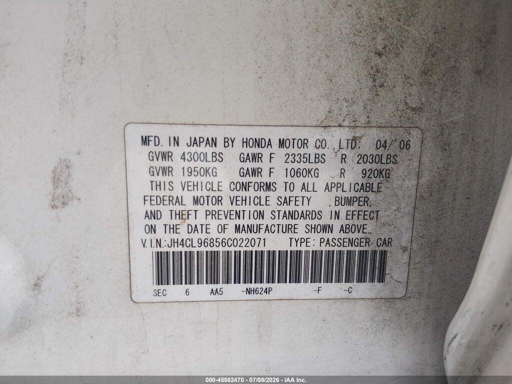 JH4CL96856C022071 2006 ACURA TSX photo no. 9