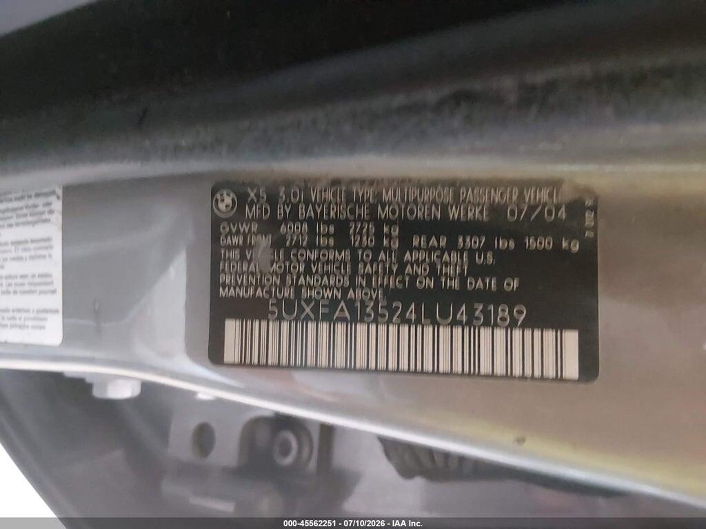 5UXFA13524LU43189 2004 BMW X5 photo no. 9