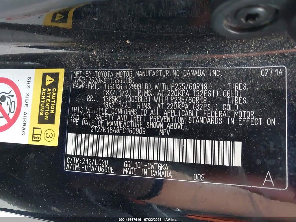 2T2ZK1BA8FC160909 2015 LEXUS RX 350 photo no. 9