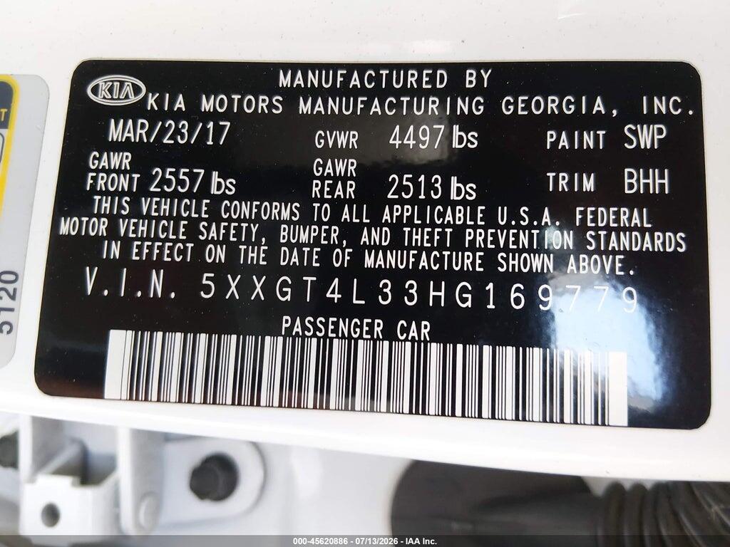 5XXGT4L33HG169779 2017 KIA OPTIMA photo no. 9
