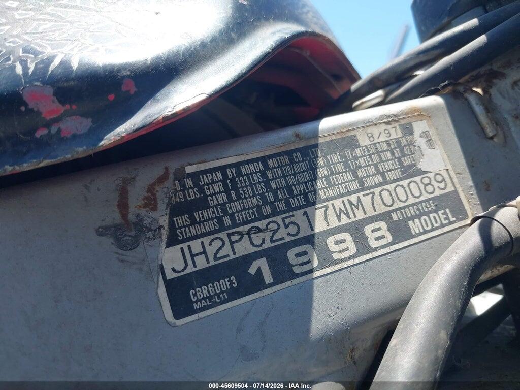 JH2PC2517WM700089 1998 HONDA CBR600 photo no. 10