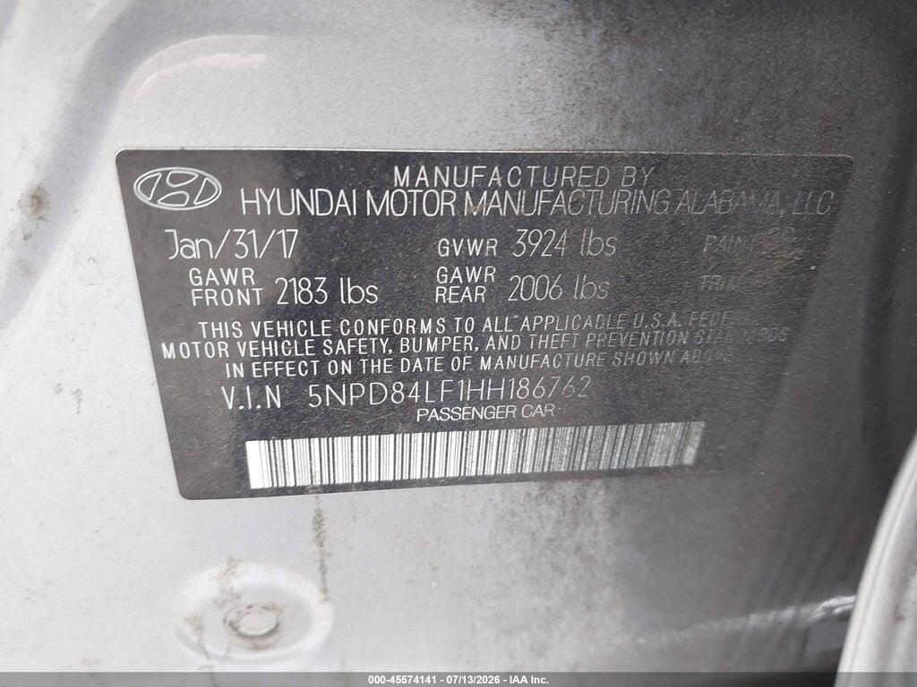 5NPD84LF1HH186762 2017 HYUNDAI ELANTRA photo no. 9