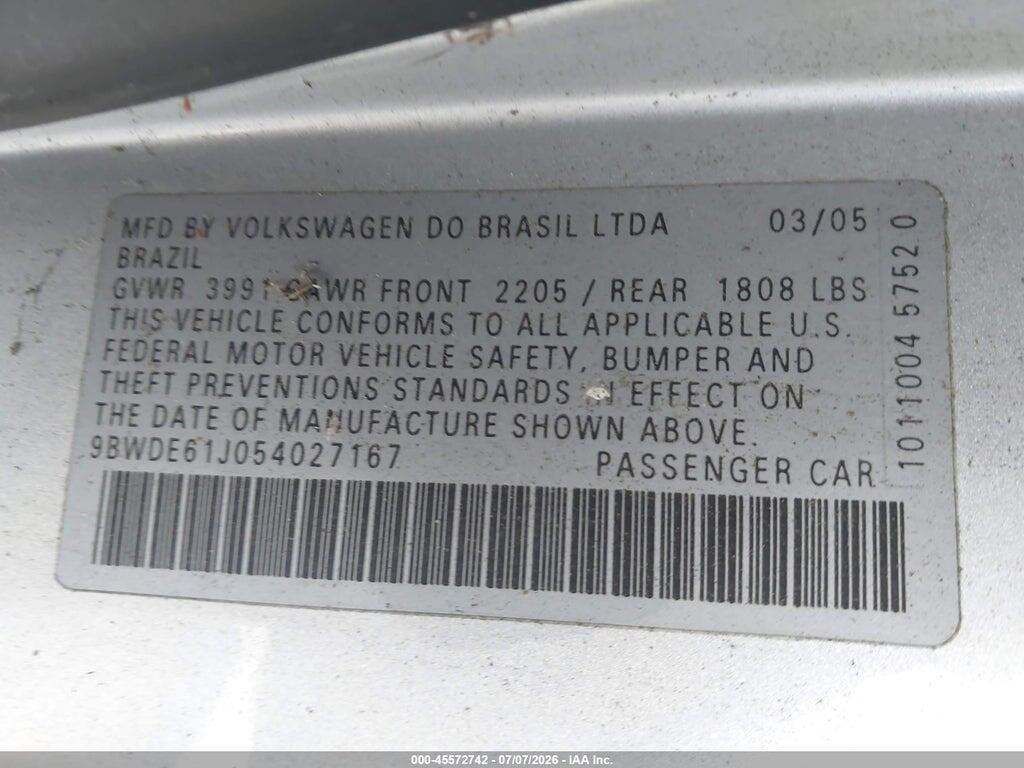 9BWDE61J054027167 2005 VOLKSWAGEN GTI photo no. 9