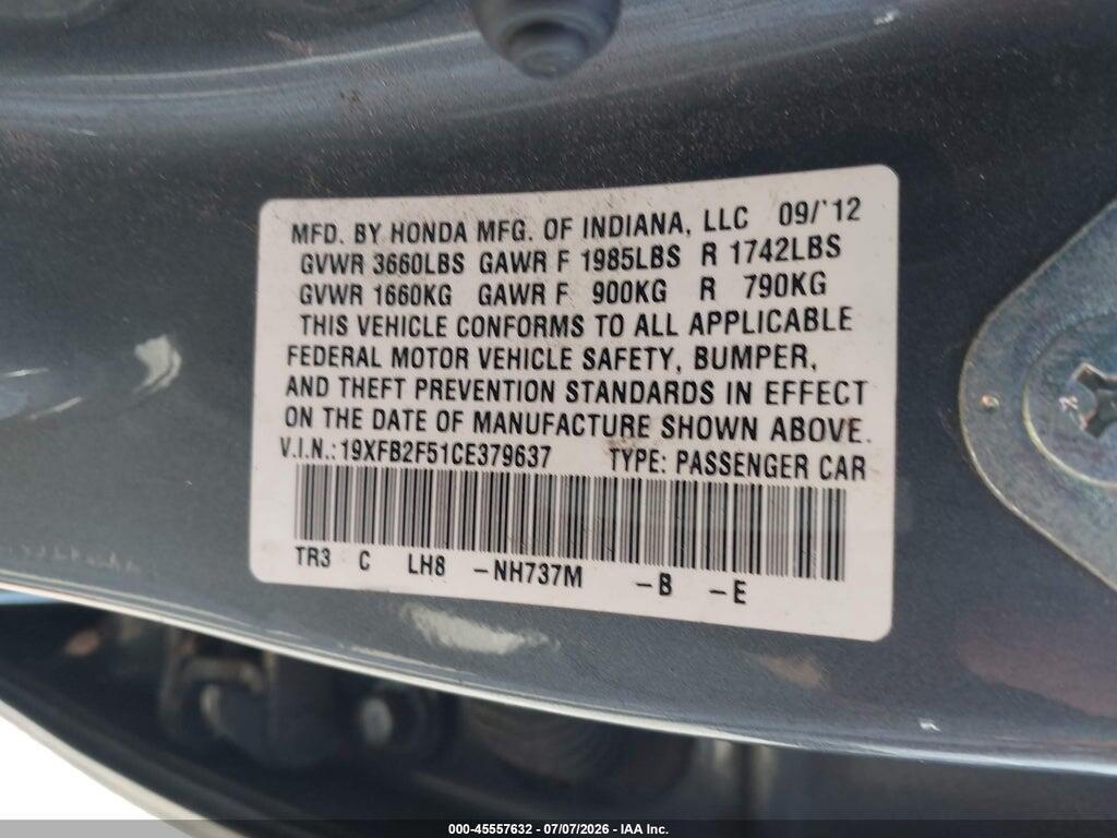 19XFB2F51CE379637 2012 HONDA CIVIC photo no. 9
