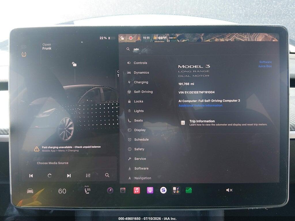 5YJ3E1EB7NF191004 2022 TESLA MODEL 3 photo no. 7