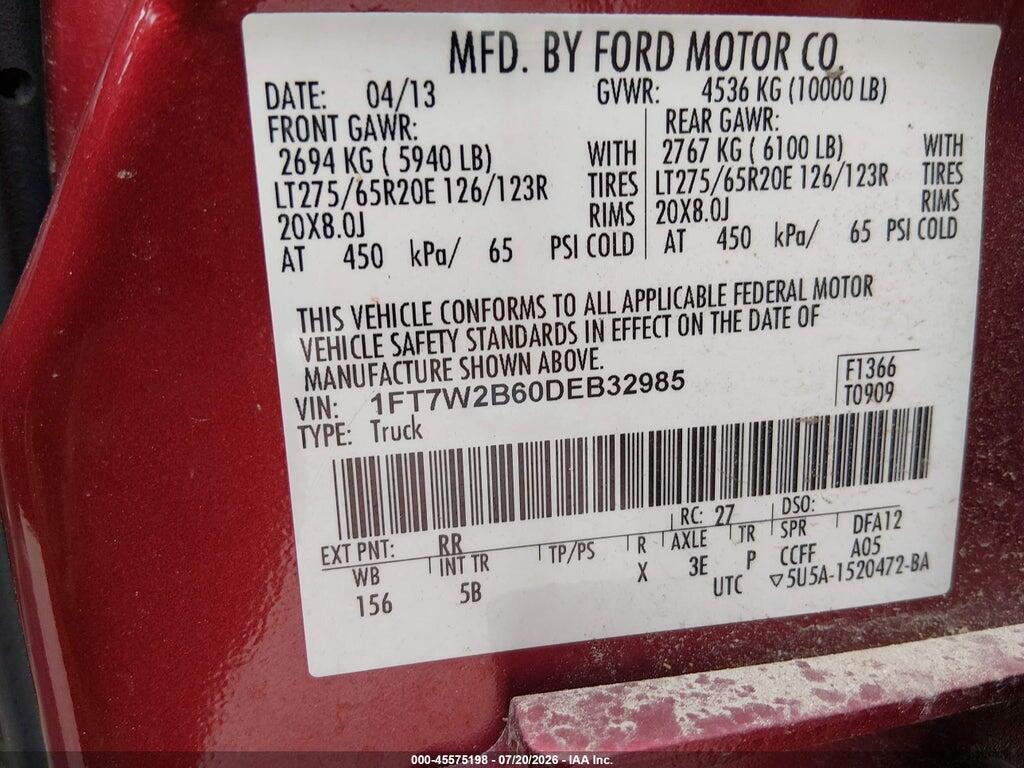 1FT7W2B60DEB32985 2013 FORD SUPER DUTY F-250 SRW photo no. 9