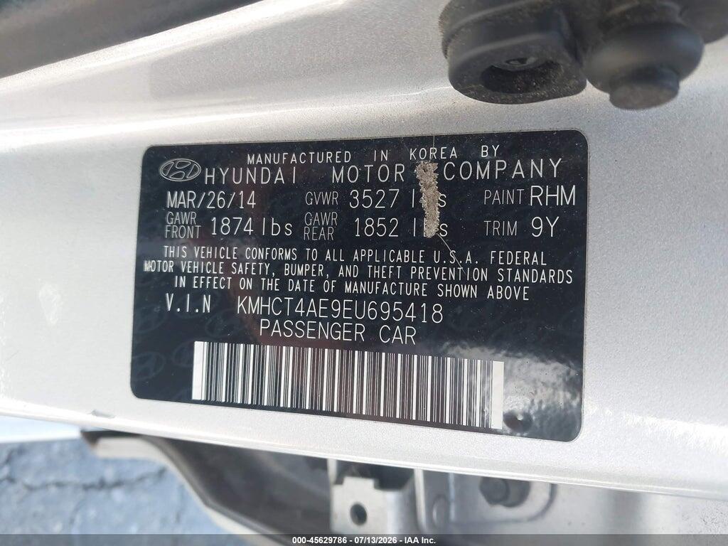KMHCT4AE9EU695418 2014 HYUNDAI ACCENT photo no. 9