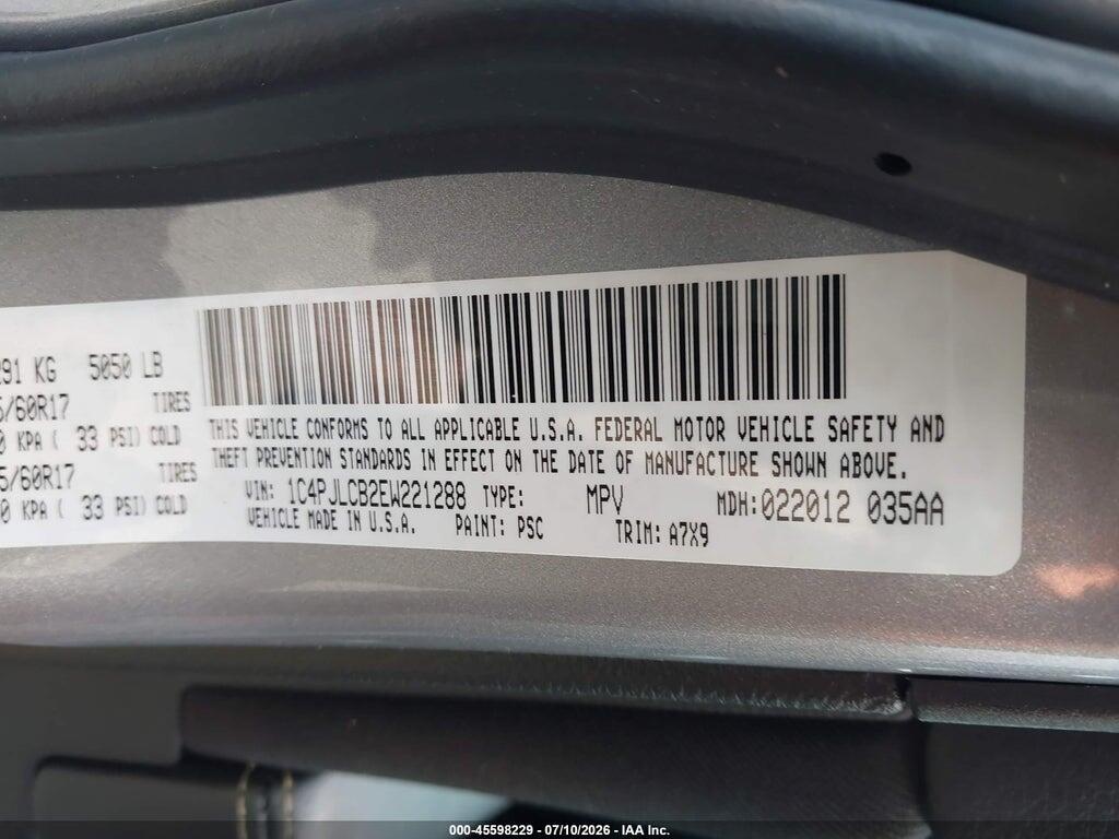 1C4PJLCB2EW221288 2014 JEEP CHEROKEE photo no. 9