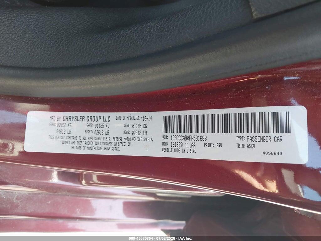 1C3CCCAB0FN581683 2015 CHRYSLER 200 photo no. 9