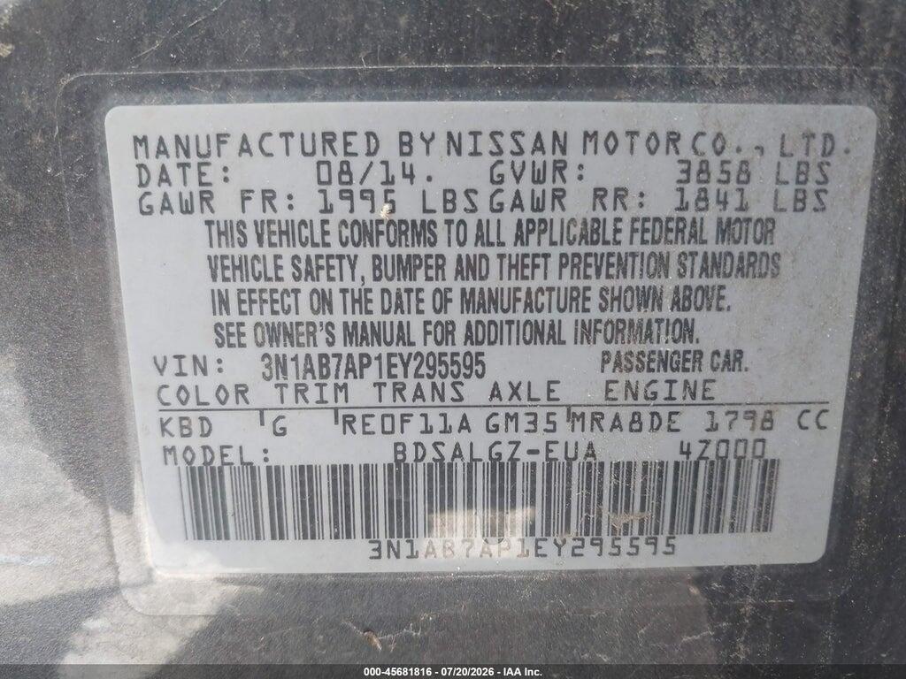 3N1AB7AP1EY295595 2014 NISSAN SENTRA photo no. 9