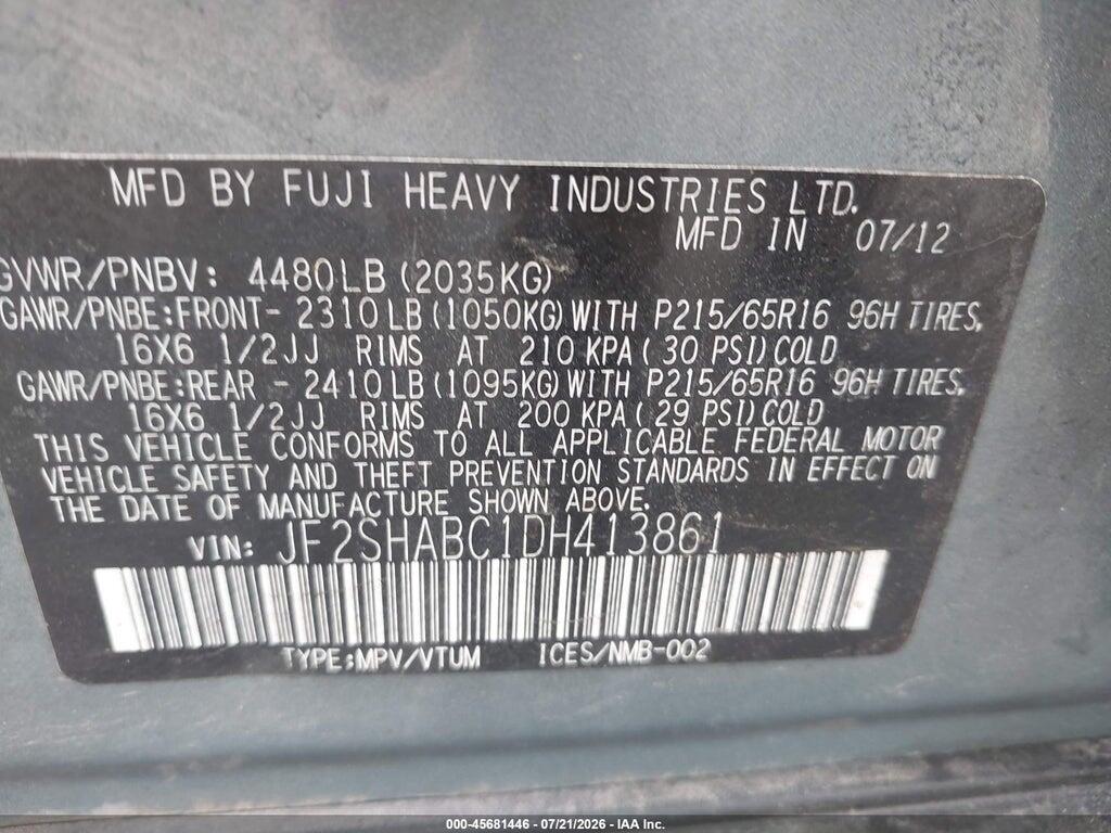 JF2SHABC1DH413861 2013 SUBARU FORESTER photo no. 9