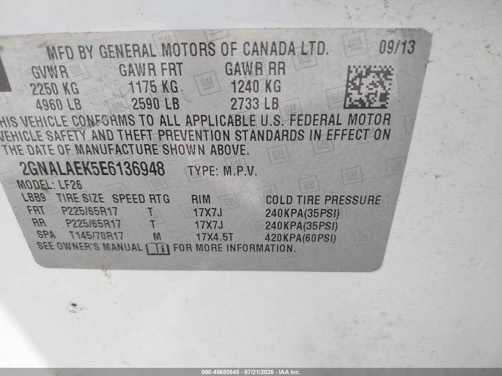2GNALAEK5E6136948 2014 CHEVROLET EQUINOX photo no. 9